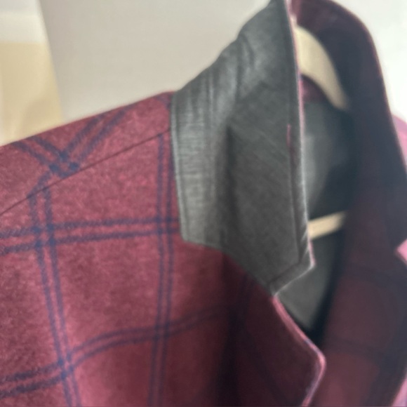 Tasso Elba  Burgundy Plaid Cotton Blend Preppy School Boy Old Money Blazer  XL - Picture 6 of 12